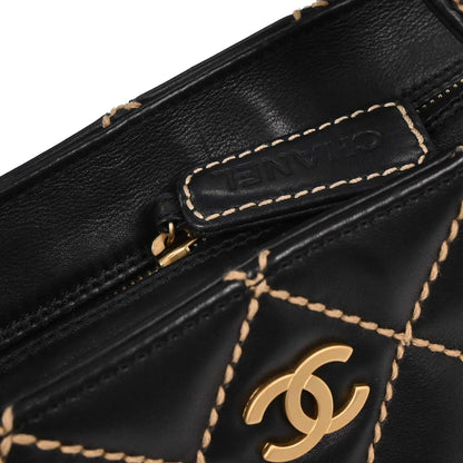 Chanel Black Calfskin Wild Stitch Handbag