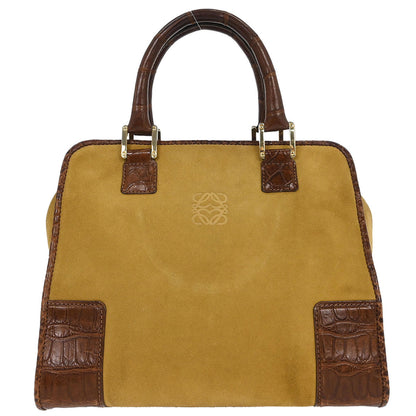 Loewe * Brown Suede Crocodile Amazona 28 Handbag