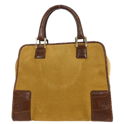 Loewe * Brown Suede Crocodile Amazona 28 Handbag