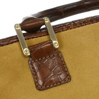 Loewe * Brown Suede Crocodile Amazona 28 Handbag