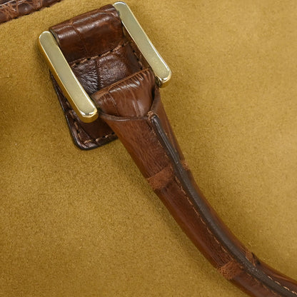 Loewe * Brown Suede Crocodile Amazona 28 Handbag