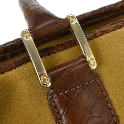 Loewe * Brown Suede Crocodile Amazona 28 Handbag