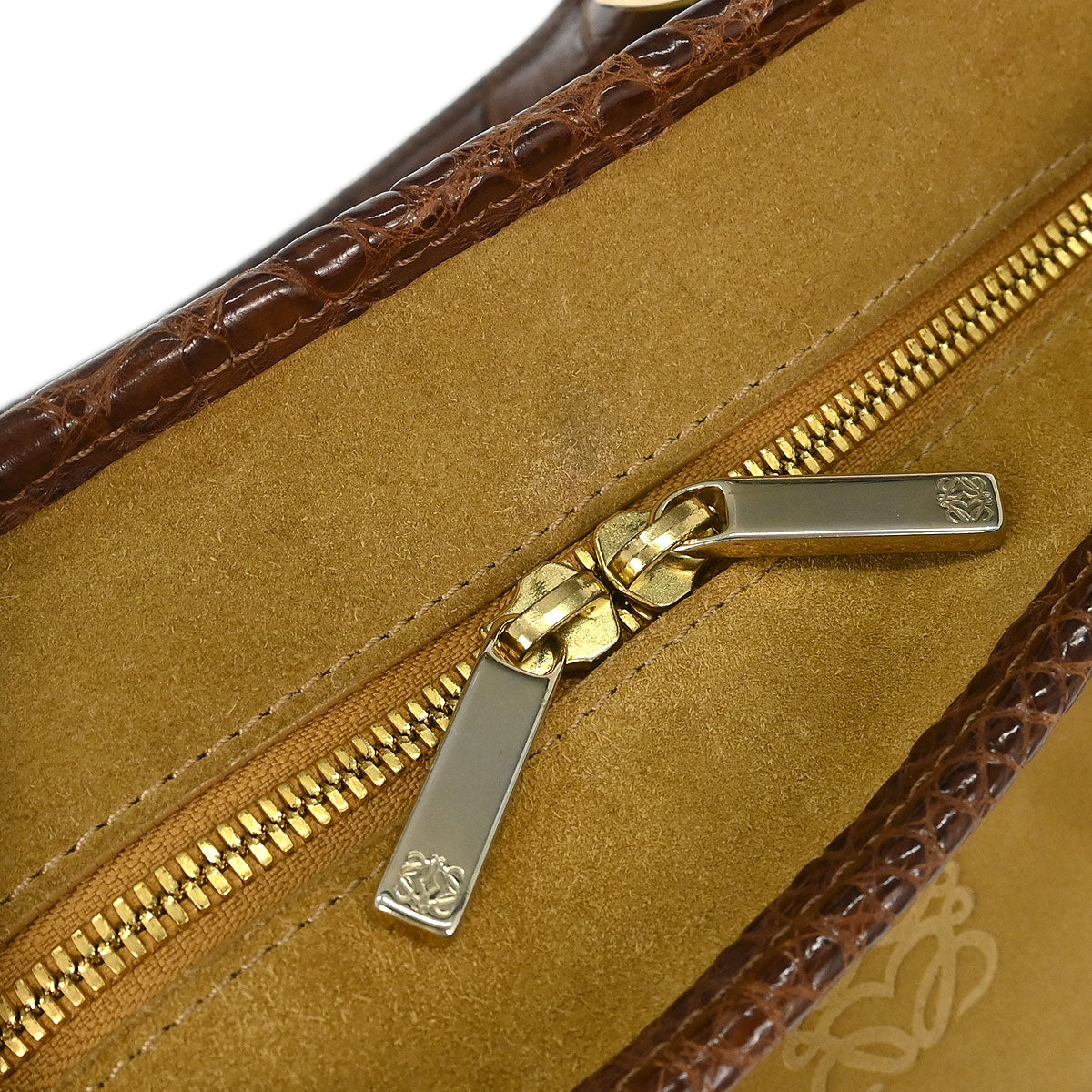 Loewe * Brown Suede Crocodile Amazona 28 Handbag