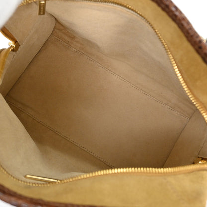 Loewe * Brown Suede Crocodile Amazona 28 Handbag