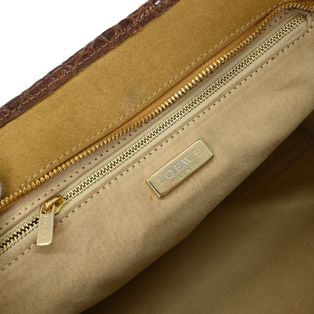 Loewe * Brown Suede Crocodile Amazona 28 Handbag
