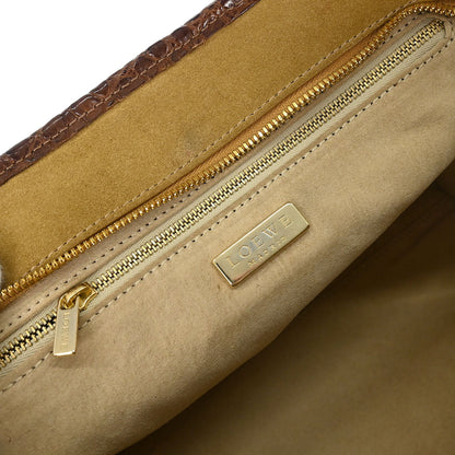 Loewe * Brown Suede Crocodile Amazona 28 Handbag