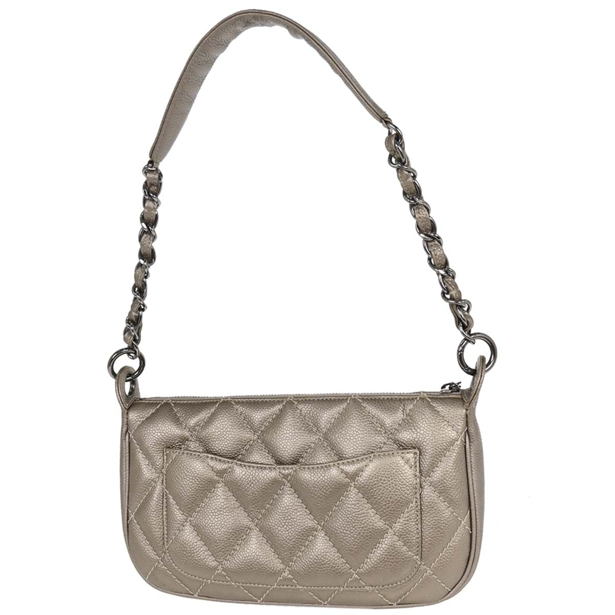 Chanel 2004-2005 Silver Caviar Fringe Handbag