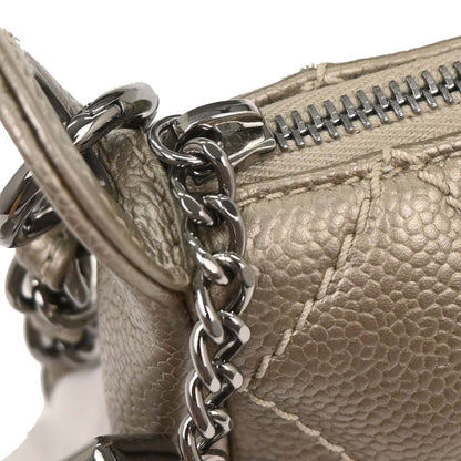 Chanel 2004-2005 Silver Caviar Fringe Handbag