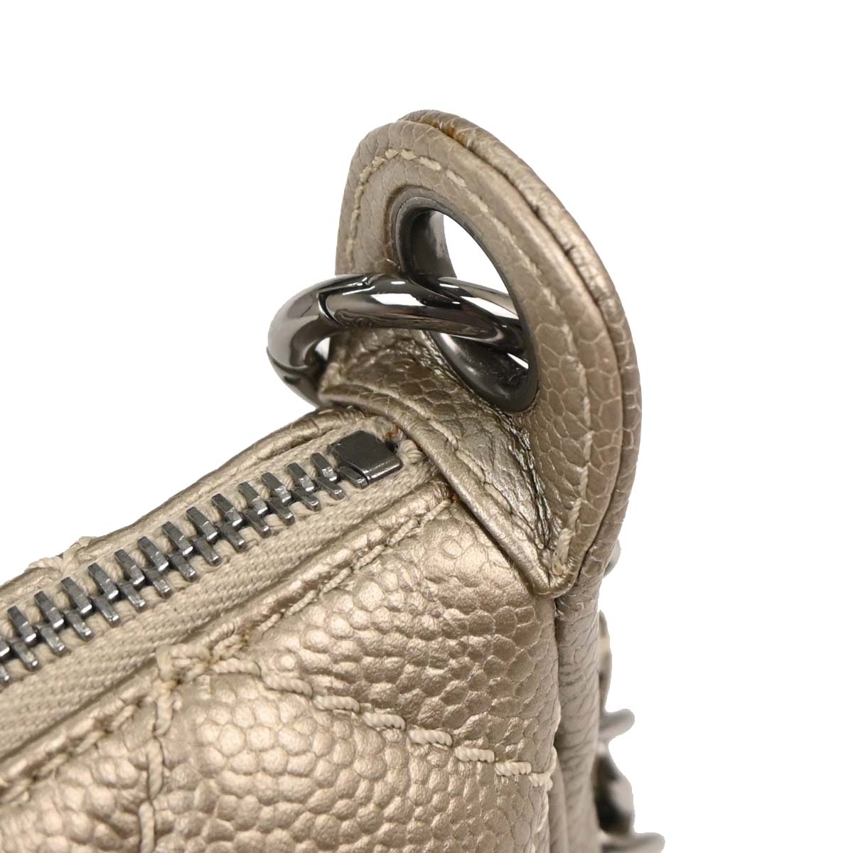 Chanel 2004-2005 Silver Caviar Fringe Handbag