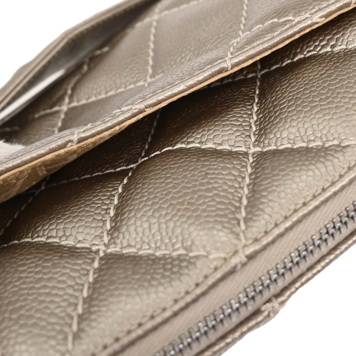 Chanel 2004-2005 Silver Caviar Fringe Handbag