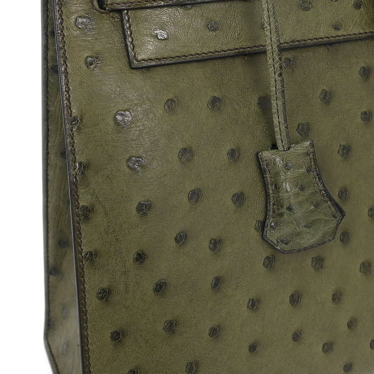 Hermes * Olive Green Ostrich Kelly 32 Sellier Handbag
