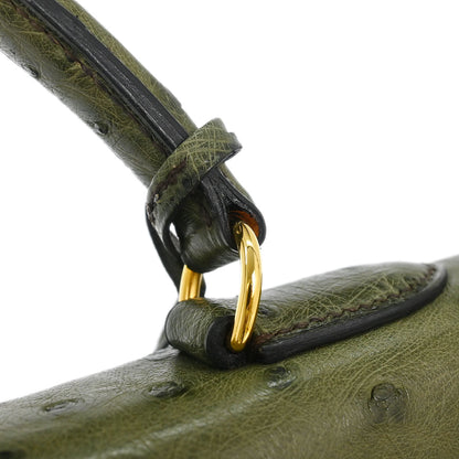 Hermes * Olive Green Ostrich Kelly 32 Sellier Handbag
