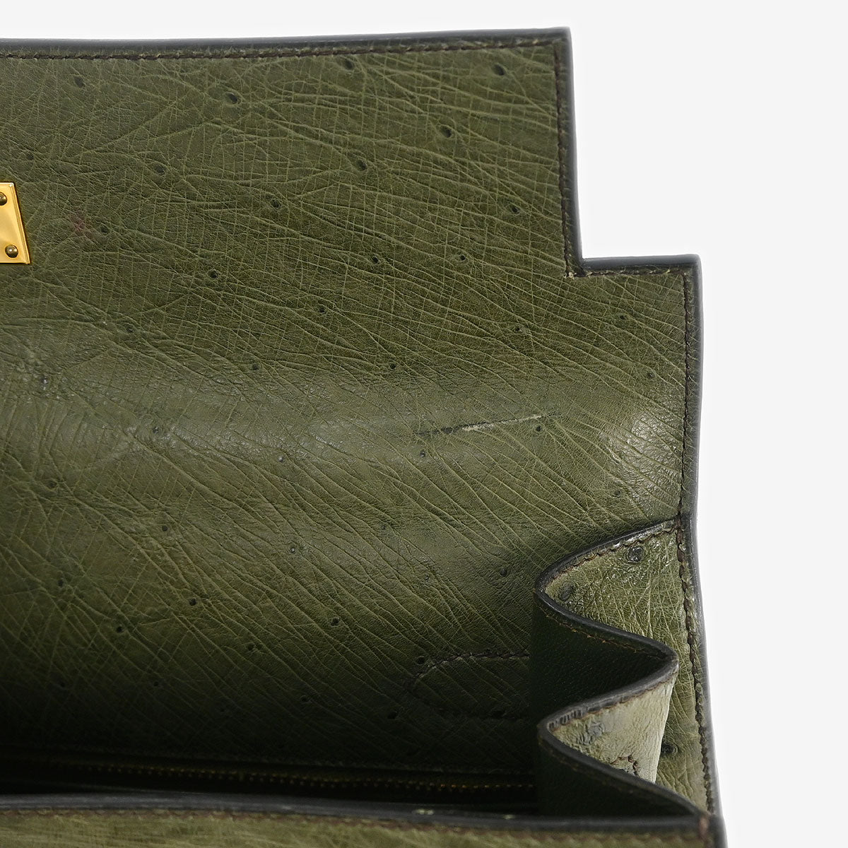 Hermes * Olive Green Ostrich Kelly 32 Sellier Handbag