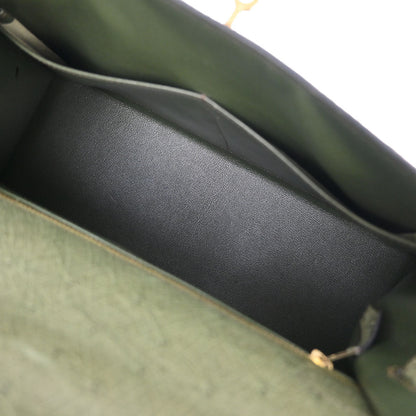 Hermes * Olive Green Ostrich Kelly 32 Sellier Handbag