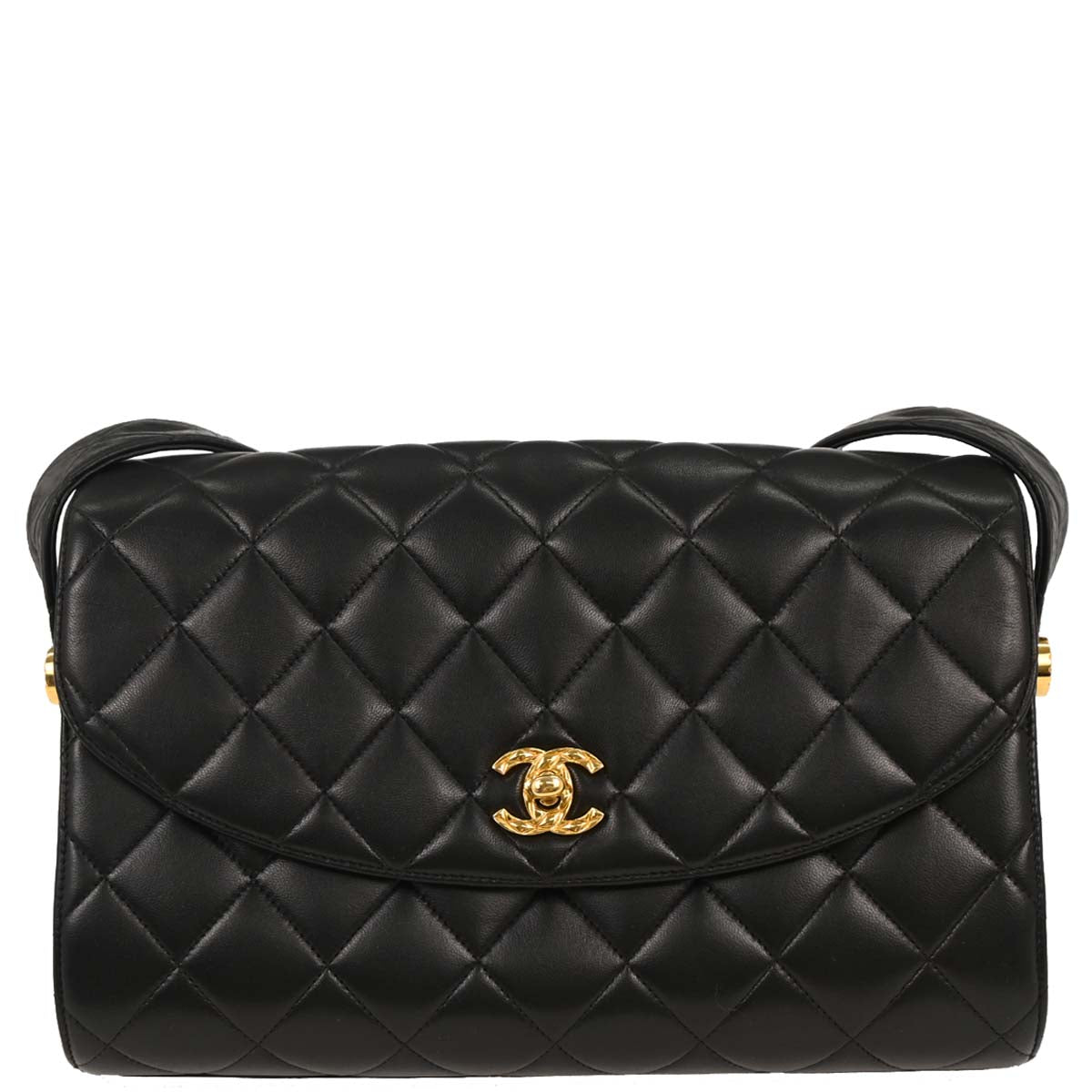 Chanel 1991-1994 Black Lambskin Shoulder Bag