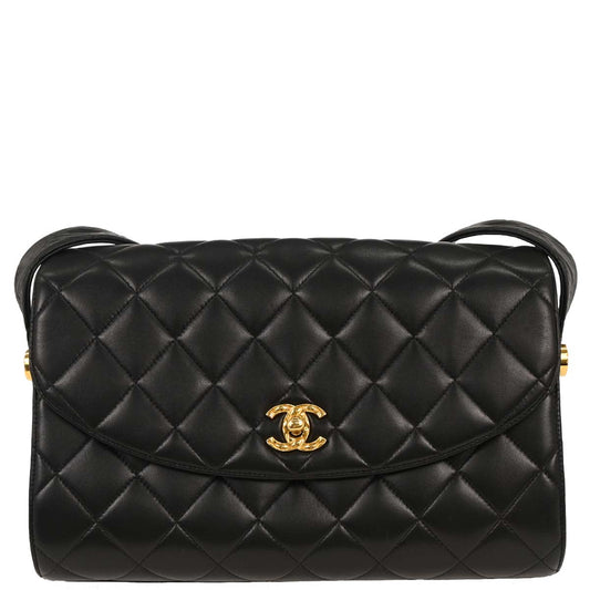 Chanel 1991-1994 Black Lambskin Shoulder Bag