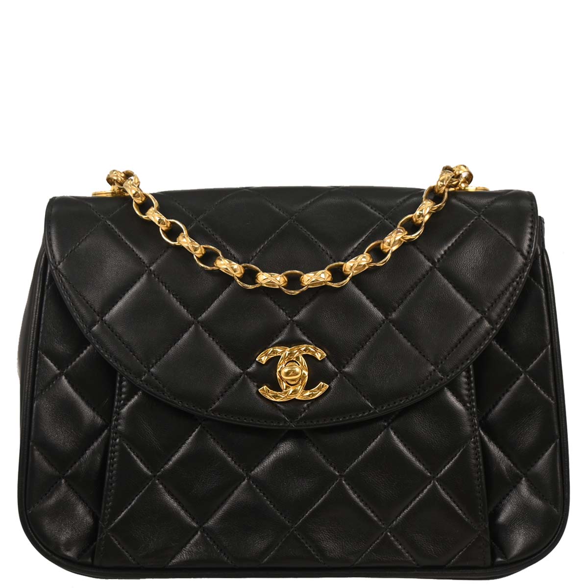 Chanel 1991-1994 Black Lambskin Shoulder Bag