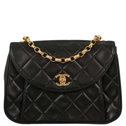 Chanel 1991-1994 Black Lambskin Shoulder Bag