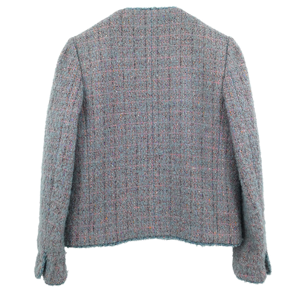 Chanel Single Breasted Collarless Jacket Blue #36