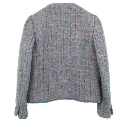 Chanel Single Breasted Collarless Jacket Blue #36
