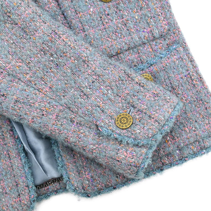 Chanel Single Breasted Collarless Jacket Blue #36