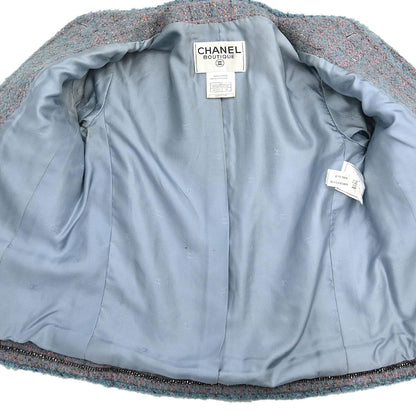 Chanel Single Breasted Collarless Jacket Blue #36