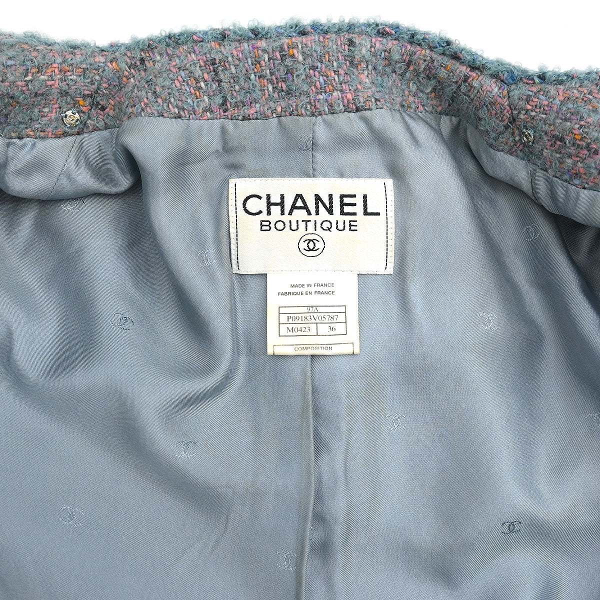 Chanel Single Breasted Collarless Jacket Blue #36