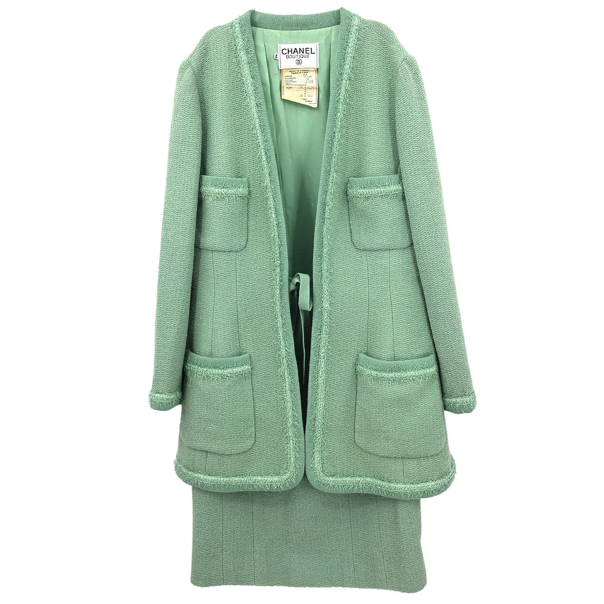 Chanel Setup Suit Jacket Skirt Light Green #42