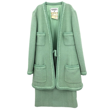 Chanel Setup Suit Jacket Skirt Light Green #42