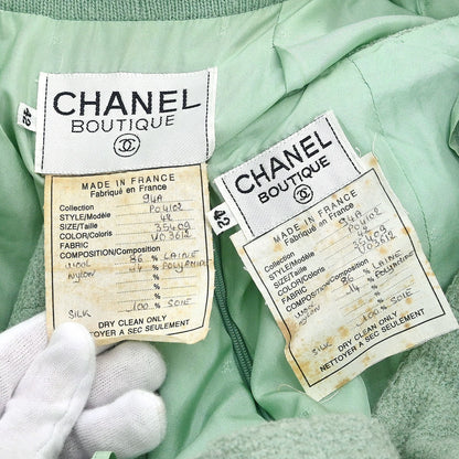 Chanel Setup Suit Jacket Skirt Light Green #42