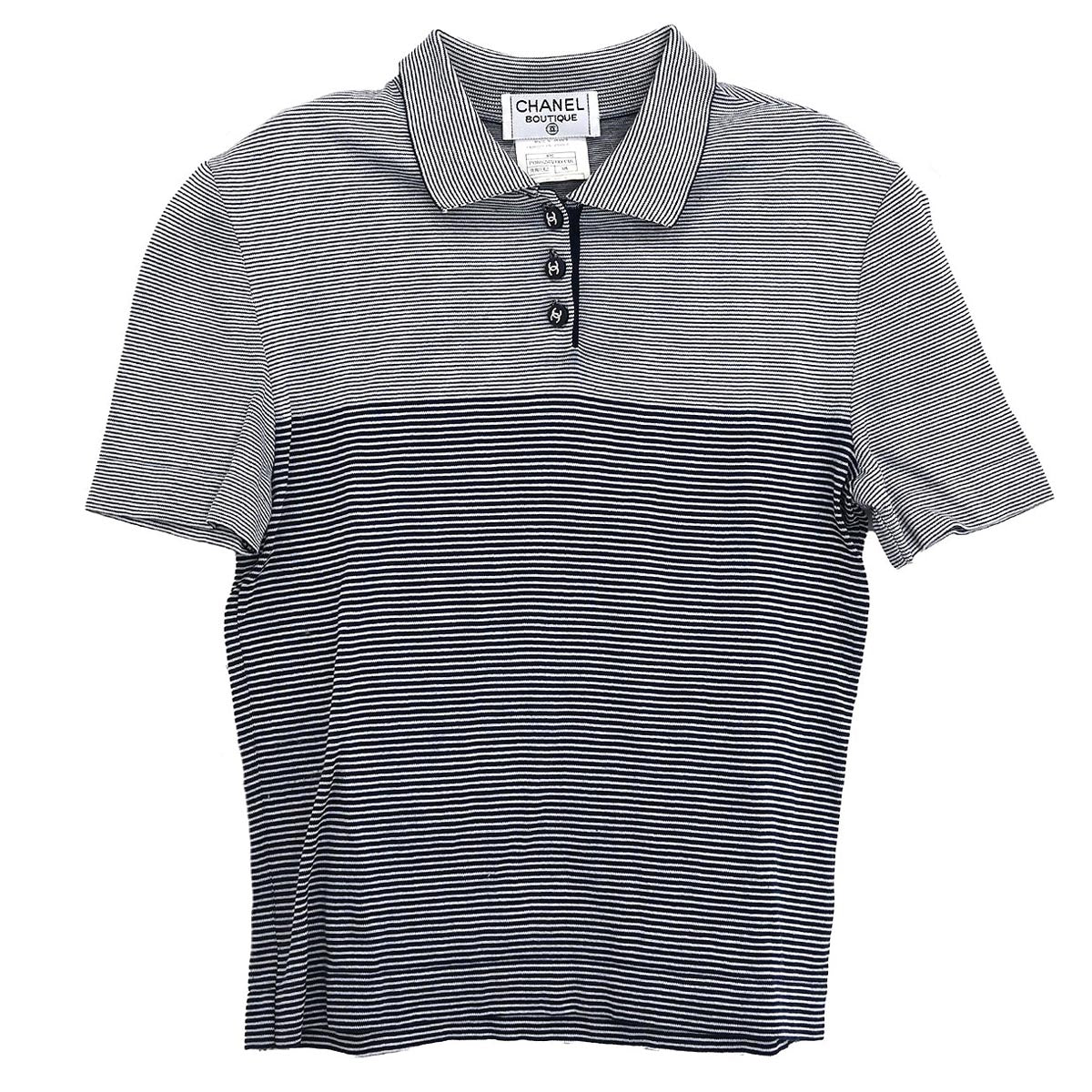 Chanel Short Sleeve Polo Shirt Top Navy #38