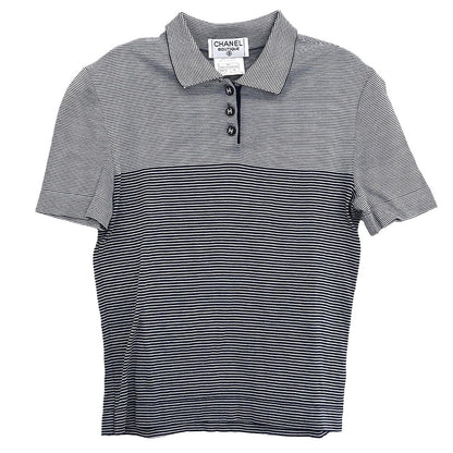 Chanel Short Sleeve Polo Shirt Top Navy #38