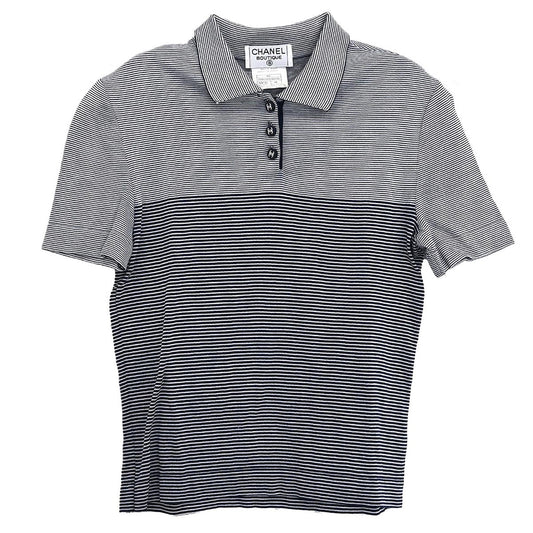 Chanel Short Sleeve Polo Shirt Top Navy #38