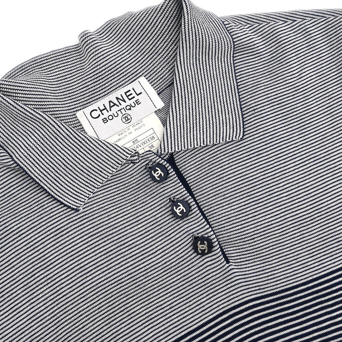 Chanel Short Sleeve Polo Shirt Top Navy #38