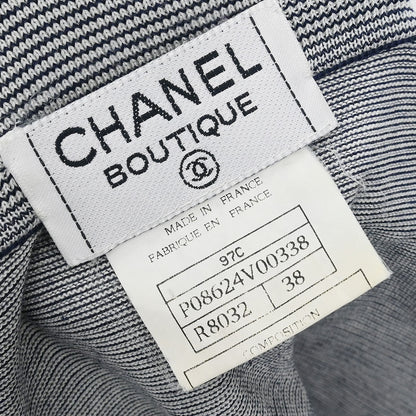 Chanel Short Sleeve Polo Shirt Top Navy #38