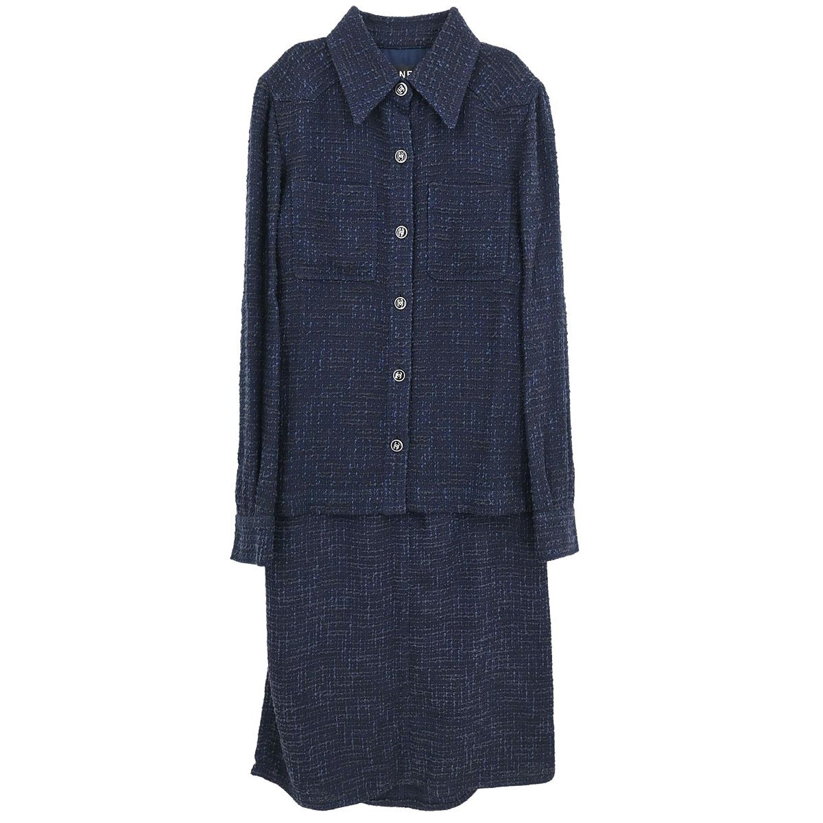 Chanel Setup Suit Jacket Skirt Navy #36 #38