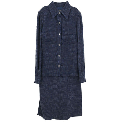 Chanel Setup Suit Jacket Skirt Navy #36 #38