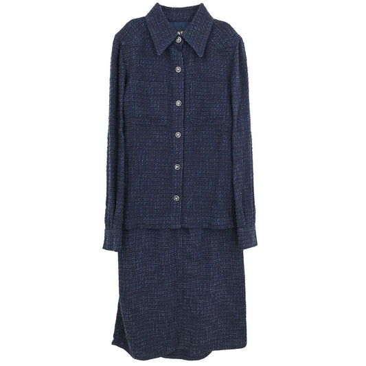Chanel Setup Suit Jacket Skirt Navy #36 #38