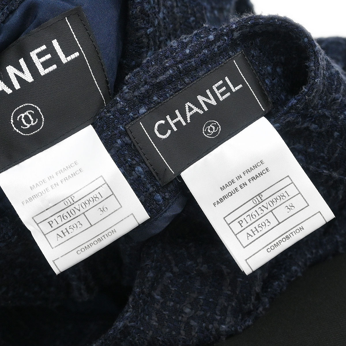 Chanel Setup Suit Jacket Skirt Navy #36 #38