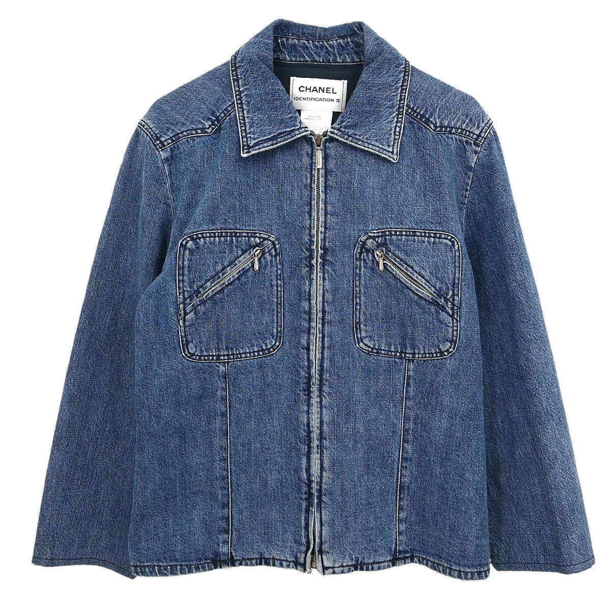 Chanel Zip Up Denim Jacket Blue #44