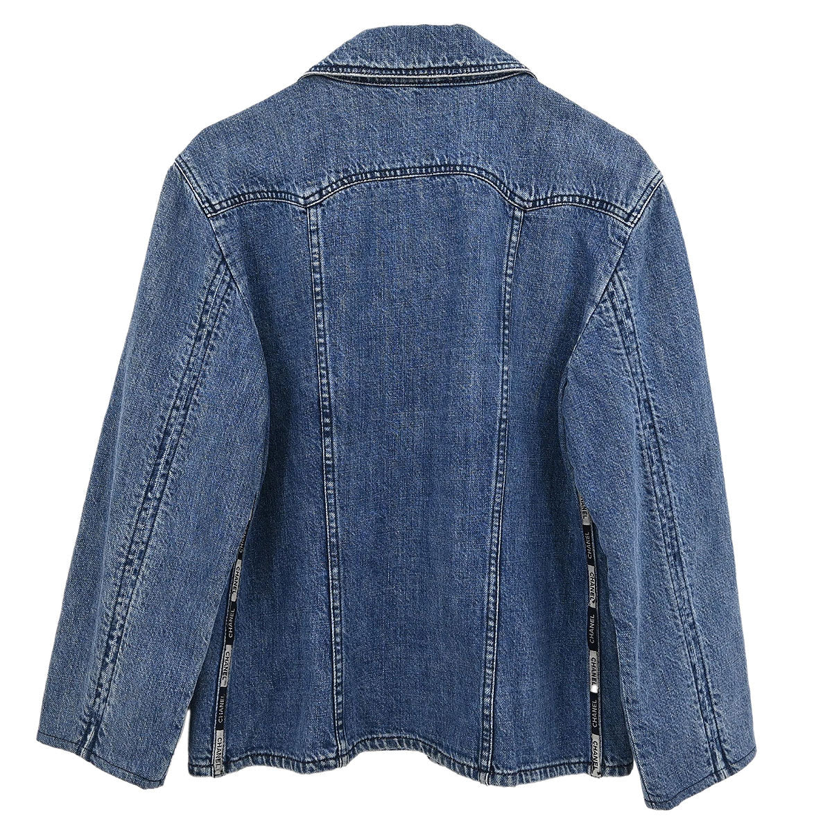 Chanel Zip Up Denim Jacket Blue #44
