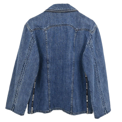 Chanel Zip Up Denim Jacket Blue #44