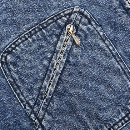 Chanel Zip Up Denim Jacket Blue #44