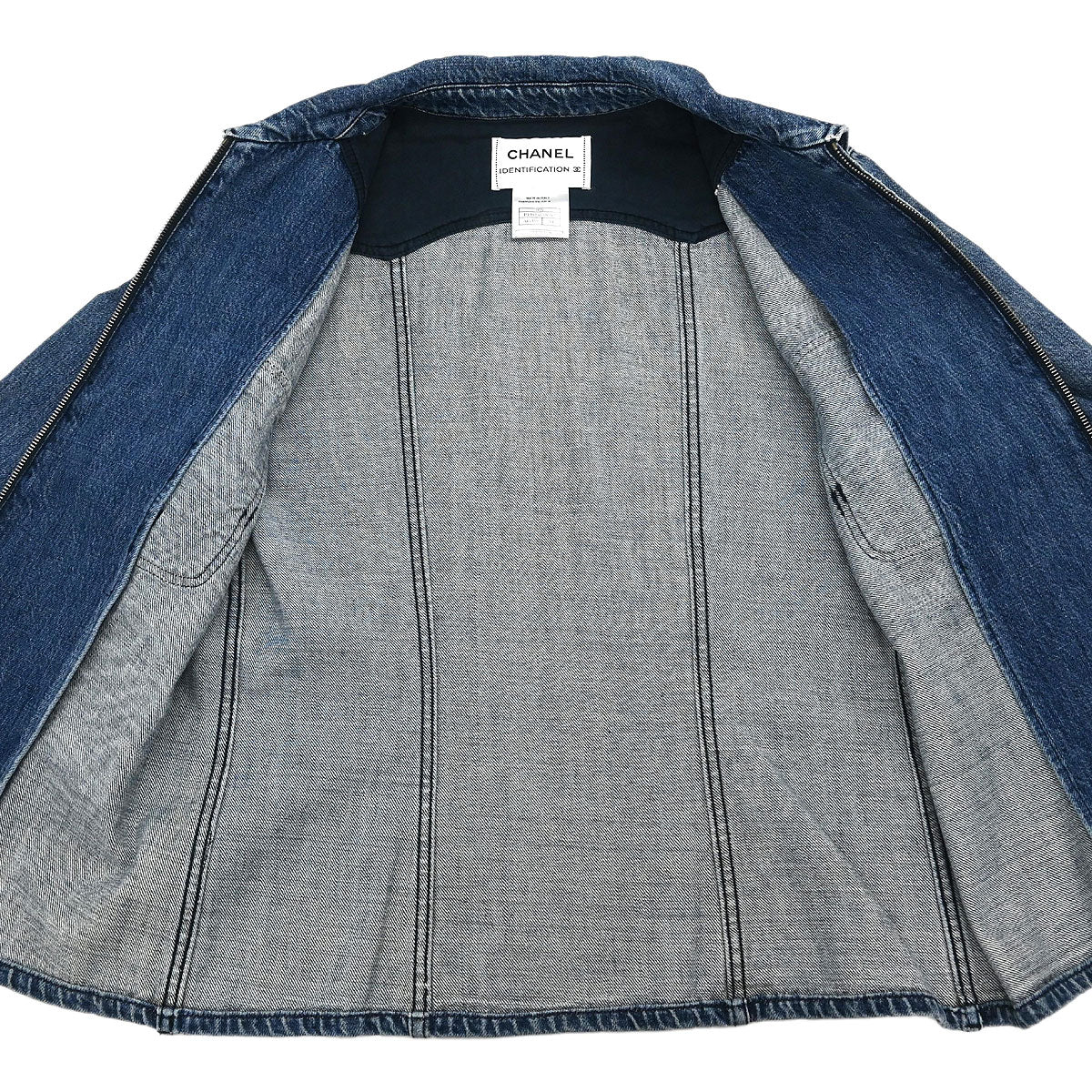 Chanel Zip Up Denim Jacket Blue #44