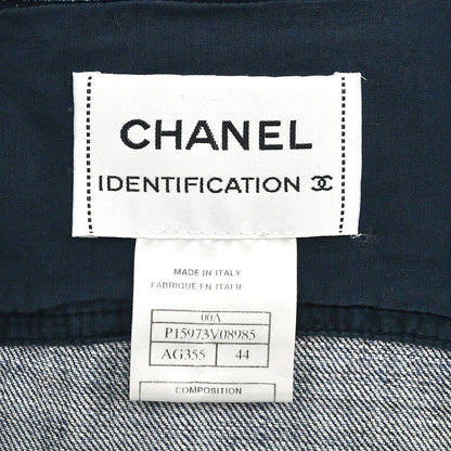 Chanel Zip Up Denim Jacket Blue #44