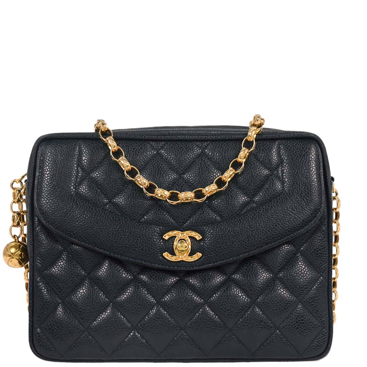 Chanel 1991-1994 Navy Caviar Camera Bag Small