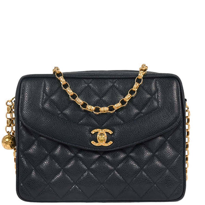 Chanel 1991-1994 Navy Caviar Camera Bag Small