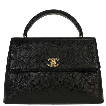 Chanel 2000-2001 Black Caviar Top Handle Kelly Handbag