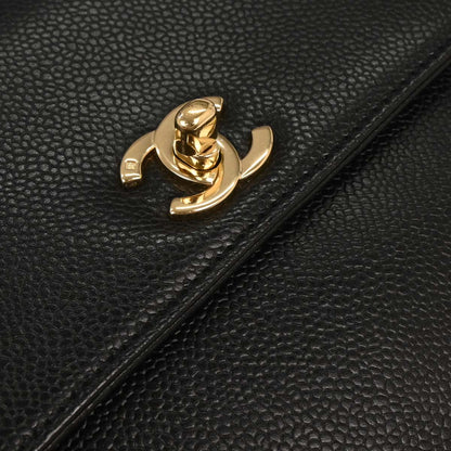 Chanel 2000-2001 Black Caviar Top Handle Kelly Handbag