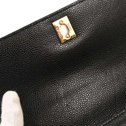 Chanel 2000-2001 Black Caviar Top Handle Kelly Handbag